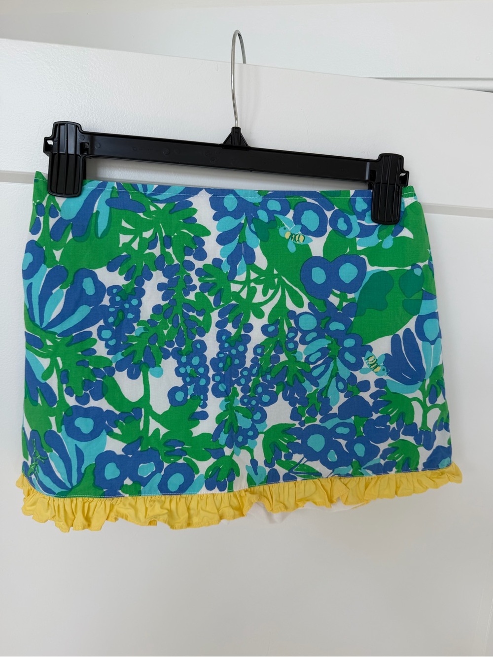 Lilly Pulitzer Blue, Green & White Floral Skort with Yellow Ruffle Size 14 - Bx2